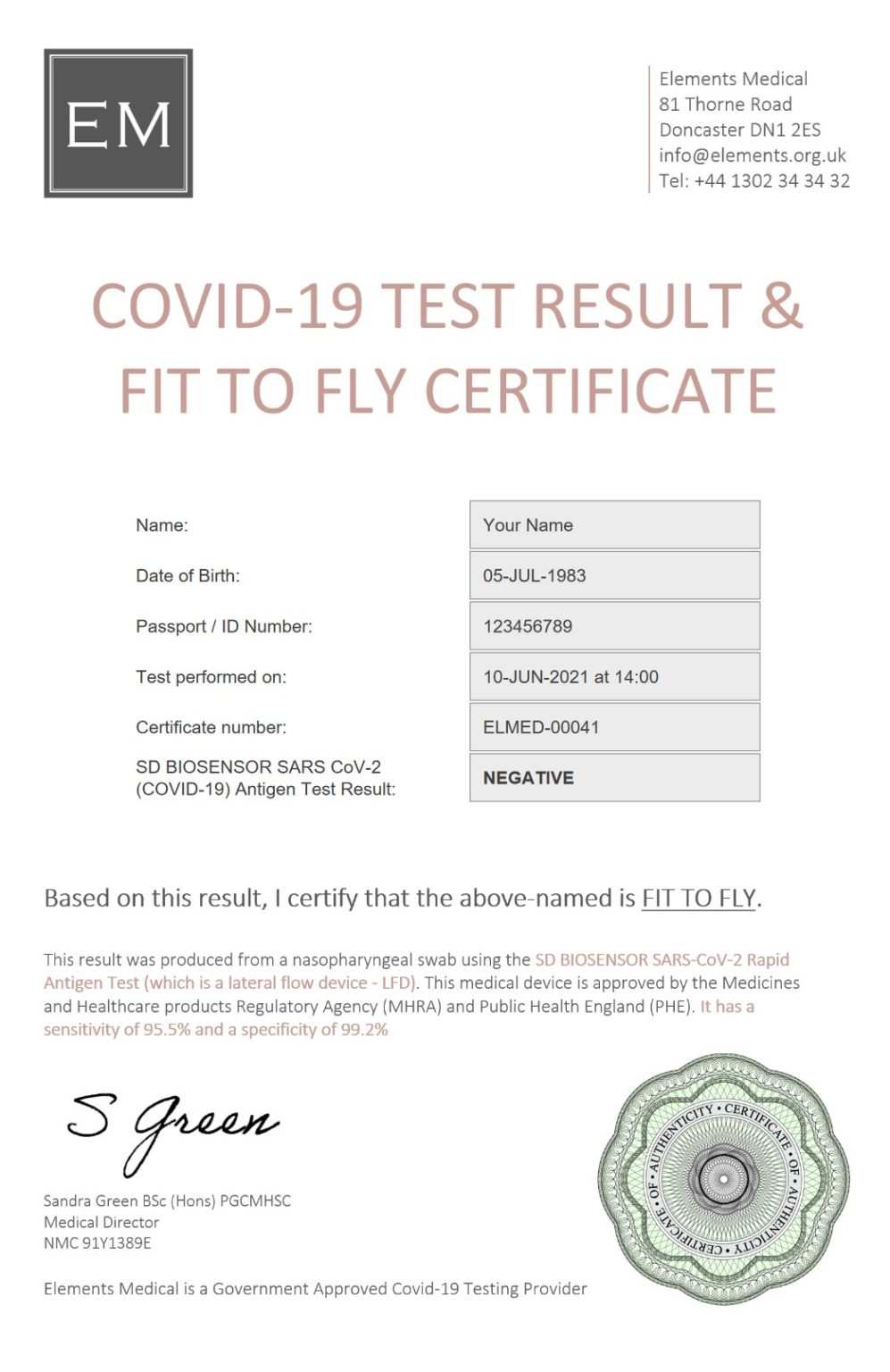 Register your kit Antigen Elements Medical